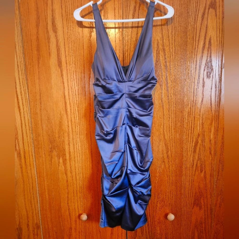 Xscape stretchy blue special occasion dress sz 12